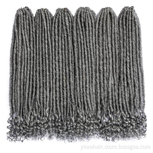 Wholesale Silver Gray Synthetic Braiding Hair Extensions Dreadlocks  Brown Red Soft Straight Faux Locs Crochet Braids Hair